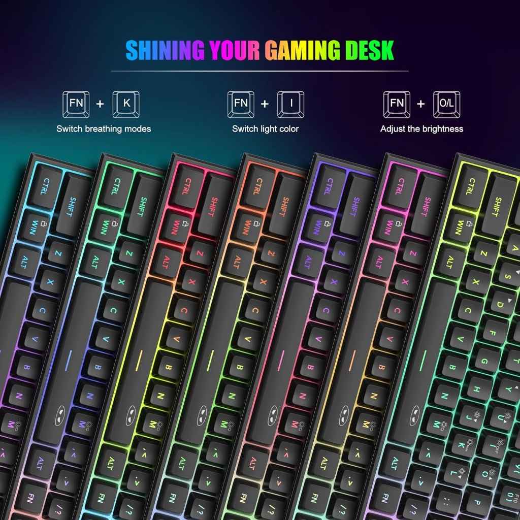 MageGee Mini 60% Membrane Gaming Keyboard, RGB Backlit 61 Key