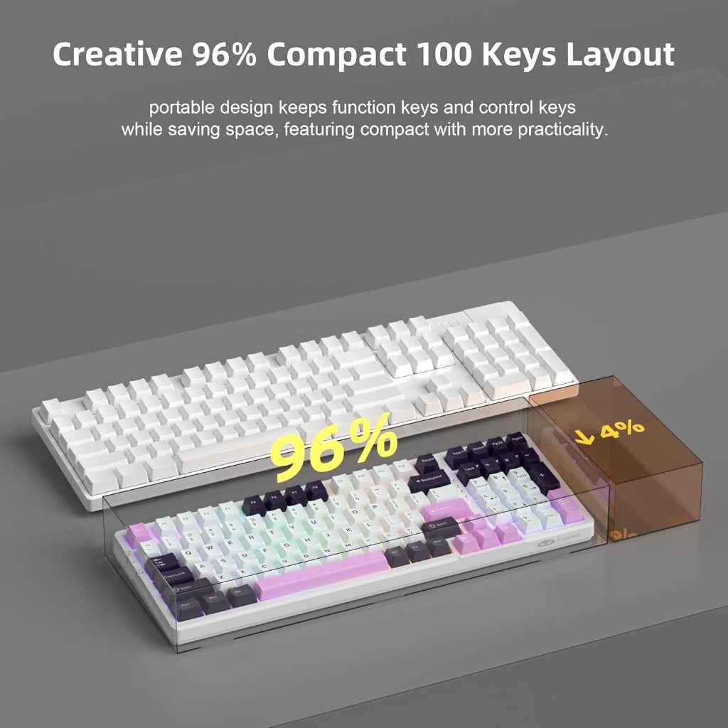 MageGee LIGHT100 Wired Creamy Keyboard,96% Gasket Hot Swappable