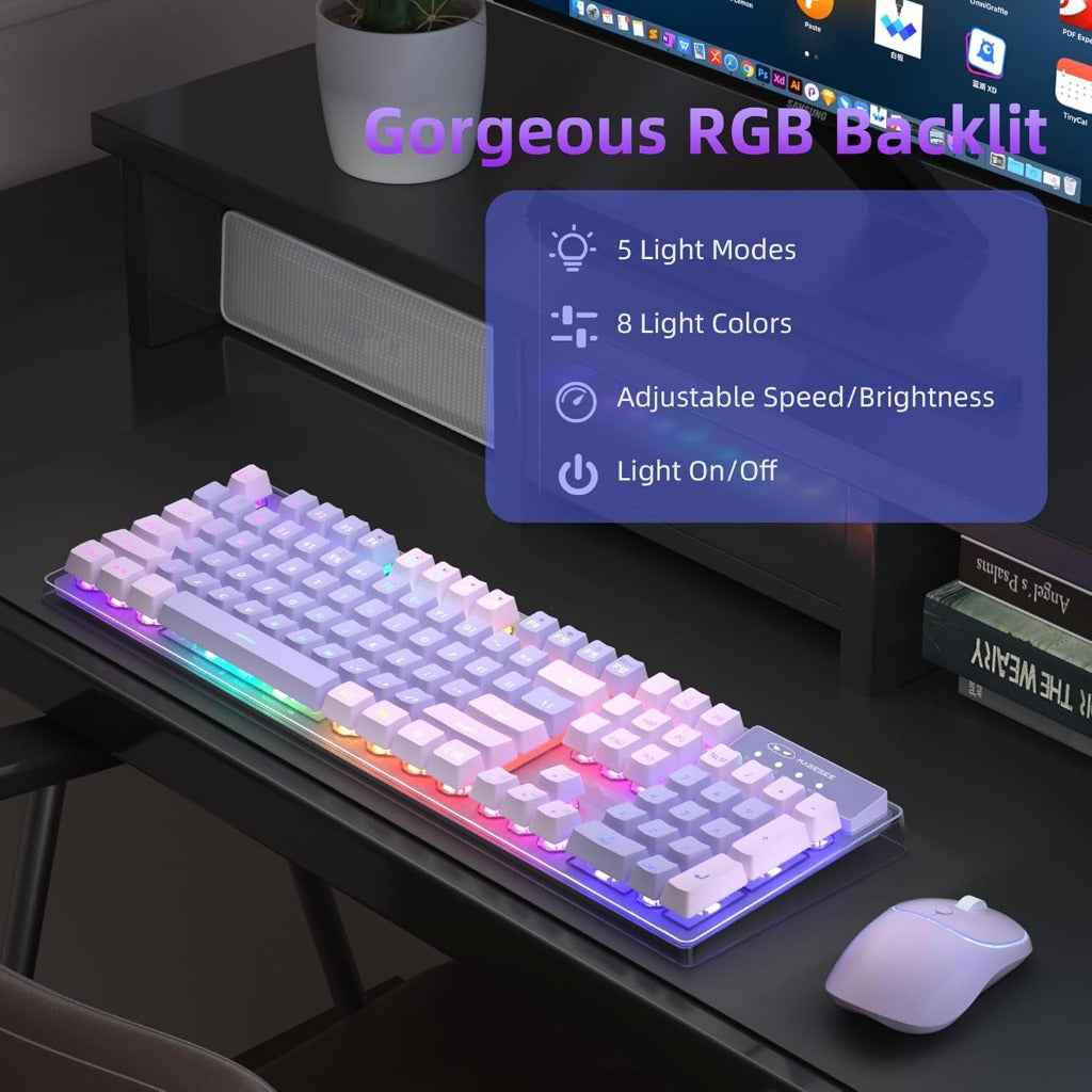 MageGee V550 Wireless Gaming Keyboard and Mouse, 2.4G Full-Sized
