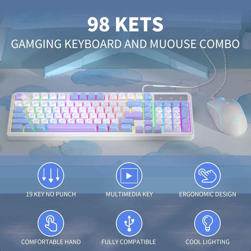 Wire Gaming Keyboard,Creamy Keyboard and Mouse Combo