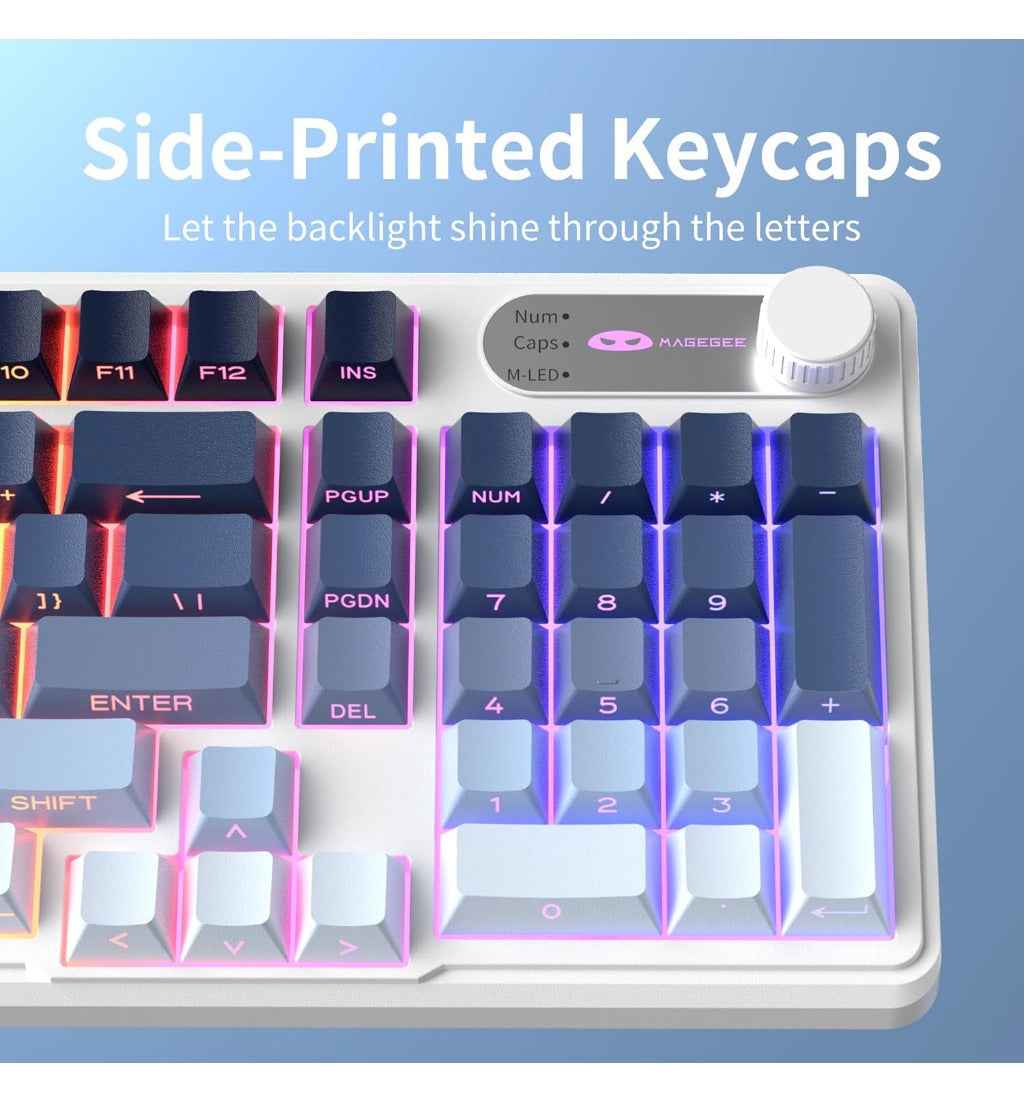 MageGee GK960 Wireless Gaming Keyboard, RGB Tri-Mode Wired/BT/2.4G Creamy Keyboard