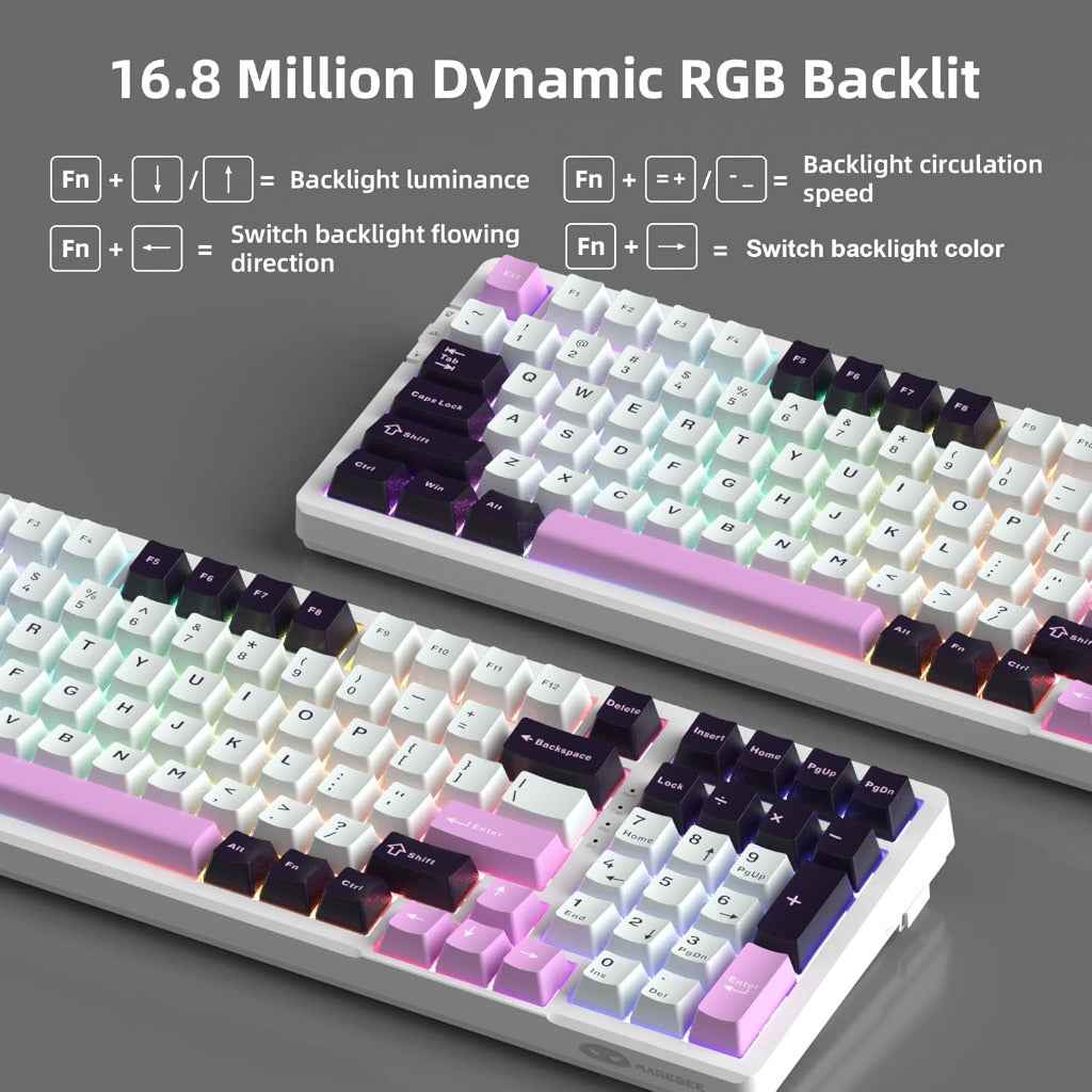 MageGee LIGHT100 Wired Creamy Keyboard,96% Gasket Hot Swappable
