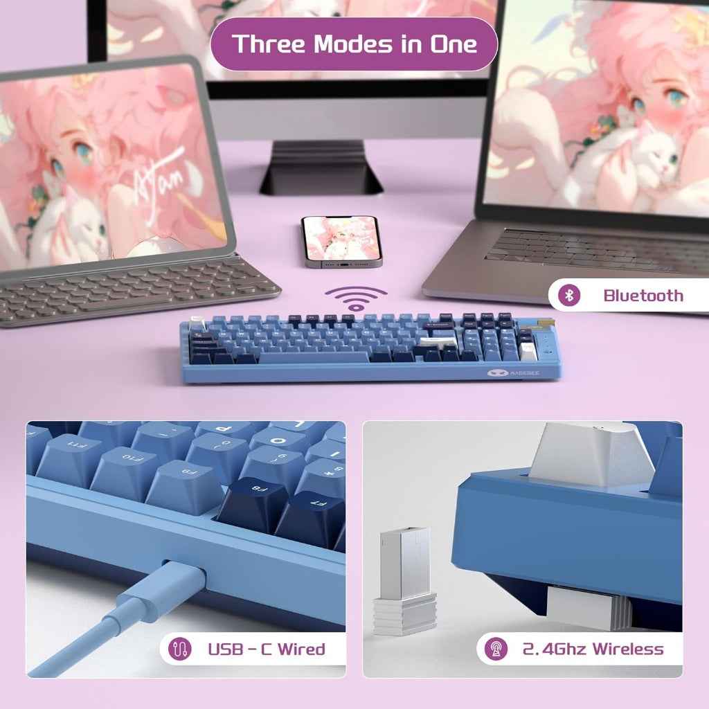 MageGee Tri-Mode 2.4GHz/BT/USB-C Hot-Swappable 98 Keys Keyboard