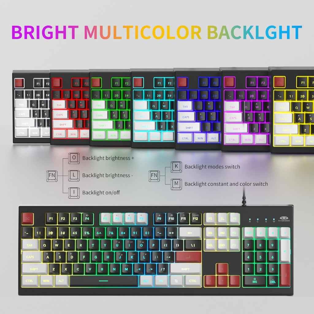 MageGee Creamy Keyboard,K2 Keyboard Wired RGB Backlit 104 Keys