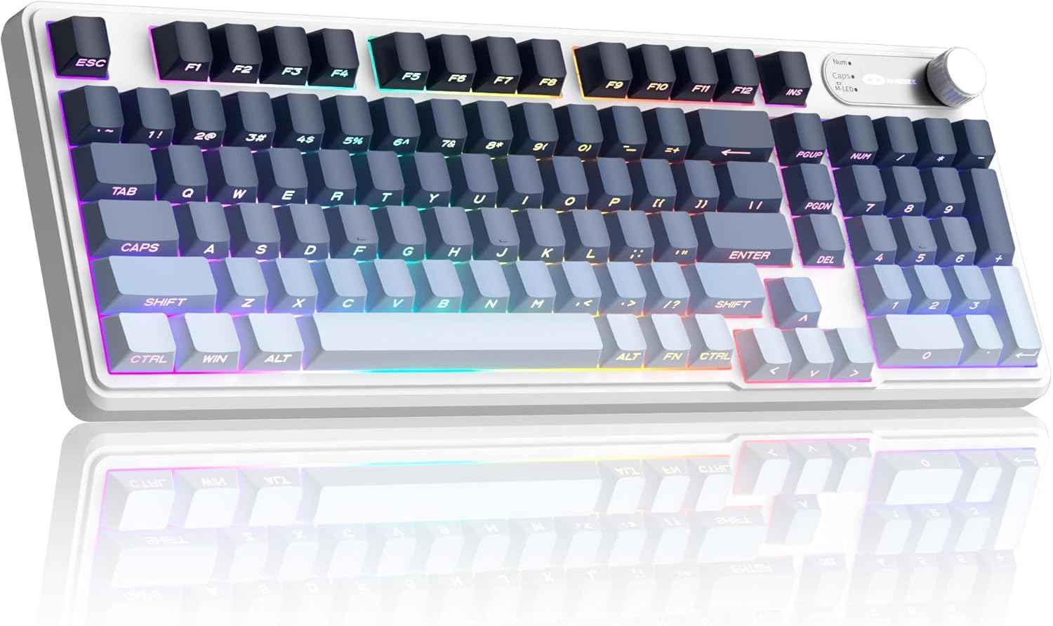 MageGee GK960 Wireless Gaming Keyboard, RGB Tri-Mode Wired/BT/2.4G Creamy Keyboard