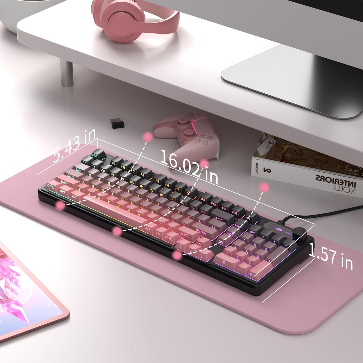 MageGee GK960 4000mAh Wireless Gaming Keyboard Tri-Mode Wired/BT/2.4G Creamy