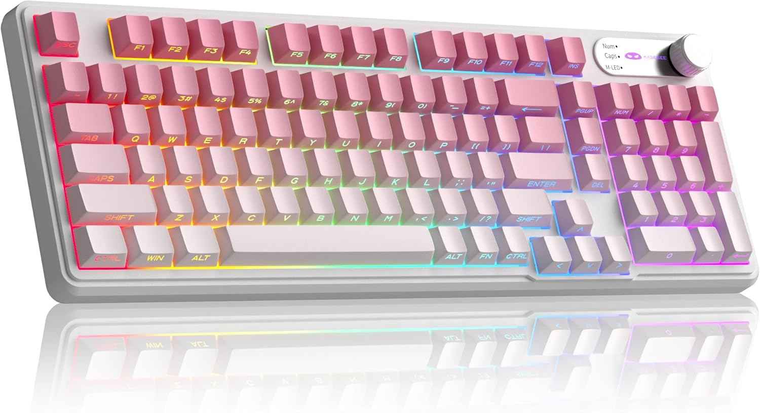 MageGee GK960 Wireless Gaming Keyboard, RGB Tri-Mode Wired/BT/2.4G Creamy Keyboard