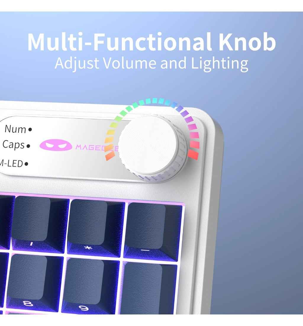 MageGee GK960 Wireless Gaming Keyboard, RGB Tri-Mode Wired/BT/2.4G Creamy Keyboard