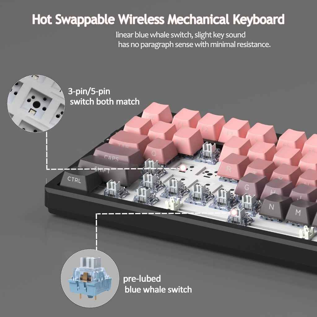 MageGee LIGHT100 2.4G/USB-C/BT5.0 8000mAh Wireless Creamy Keyboard