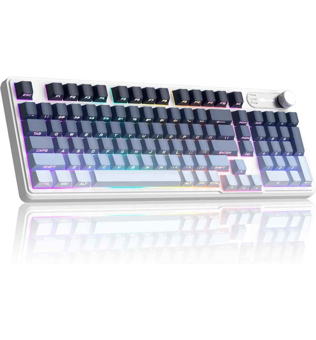 MageGee GK960 Wireless Gaming Keyboard, RGB Tri-Mode Wired/BT/2.4G Creamy Keyboard