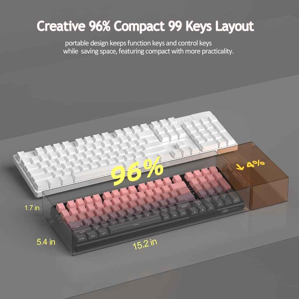 MageGee LIGHT100 2.4G/USB-C/BT5.0 8000mAh Wireless Creamy Keyboard