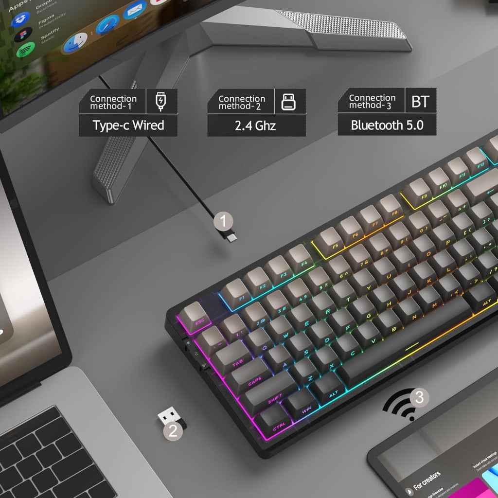 MageGee LIGHT87 2.4G/USB-C/BT5.0 8000mAh Wireless Creamy Keyboard