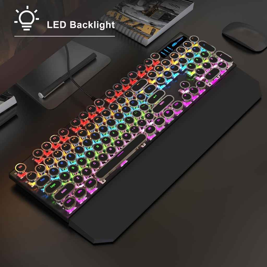MageGee Typewriter Mechanical Gaming Keyboard, Retro Punk
