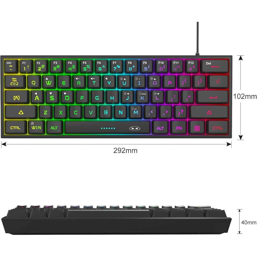 MageGee Mini 60% Membrane Gaming Keyboard, RGB Backlit 61 Key