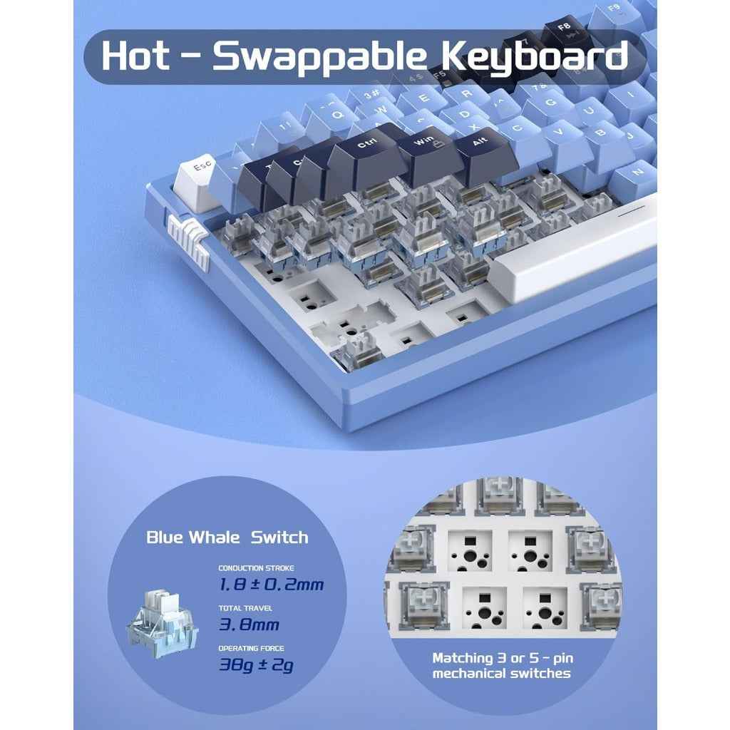 MageGee SKY81 75% Mechanical Gaming Keyboard, Gasket Hot Swappable Wired