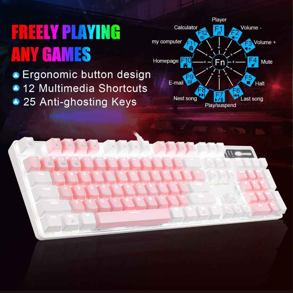 MageGee Mechanical Gaming Keyboard 104 Keys White Backlit