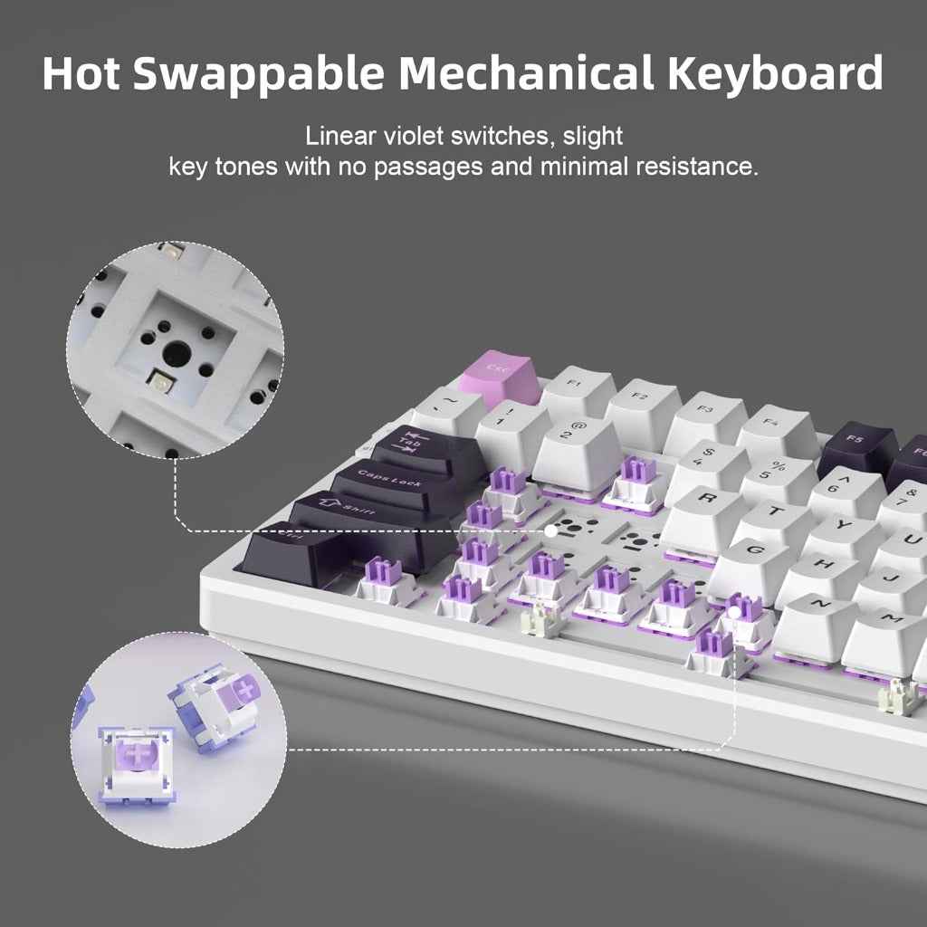 MageGee LIGHT100 Wired Creamy Keyboard,96% Gasket Hot Swappable