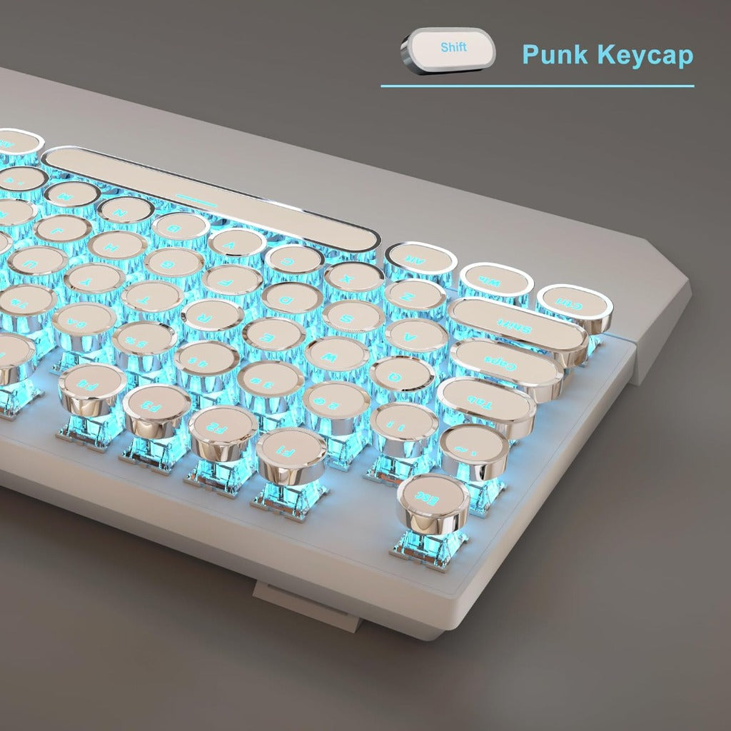 Typewriter Mechanical Gaming Keyboard and Mouse Combo, Retro Punk