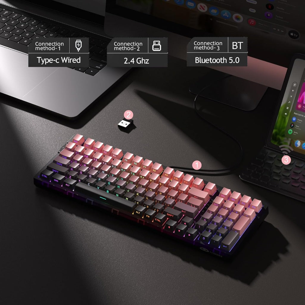 MageGee LIGHT100 2.4G/USB-C/BT5.0 8000mAh Wireless Creamy Keyboard
