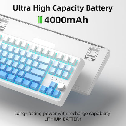 MageGee 2.4G/BT5.0/USB-C Wireless Creamy Blue Mechanical Keyboard