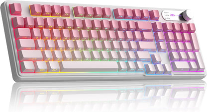 MageGee GK960 Wireless Gaming Keyboard, RGB Tri-Mode Wired/BT/2.4G Creamy Keyboard