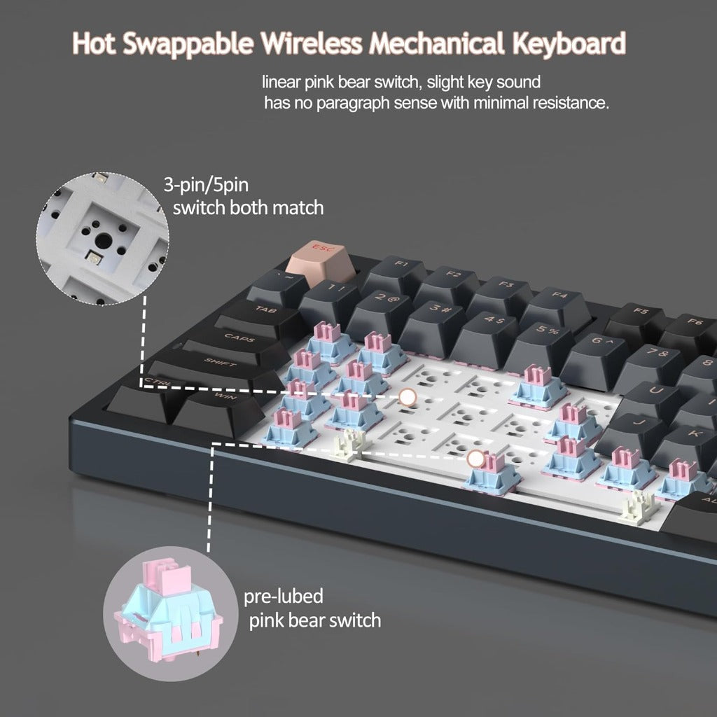 MageGee LIGHT75 Wireless 4000mAh 2.4G/USB-C/BT5.0 Creamy Keyboard