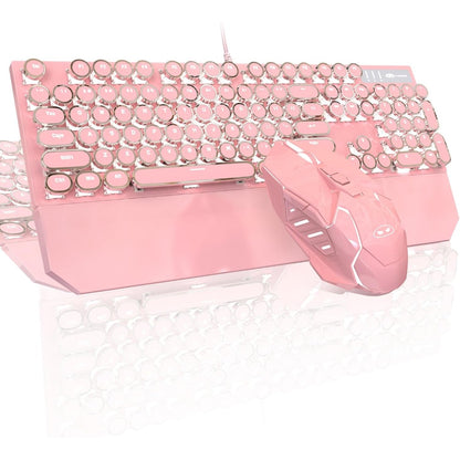 Typewriter Mechanical Gaming Keyboard and Mouse Combo, Retro Punk
