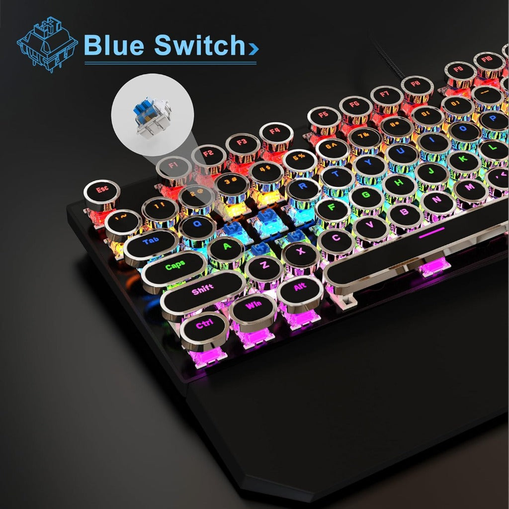 MageGee Typewriter Mechanical Gaming Keyboard, Retro Punk