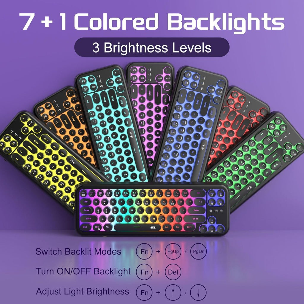 60% Retro Typewriter Round 2.4G Wireless Keyboard and Mouse