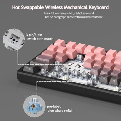 MageGee LIGHT100 2.4G/USB-C/BT5.0 8000mAh Wireless Creamy Keyboard