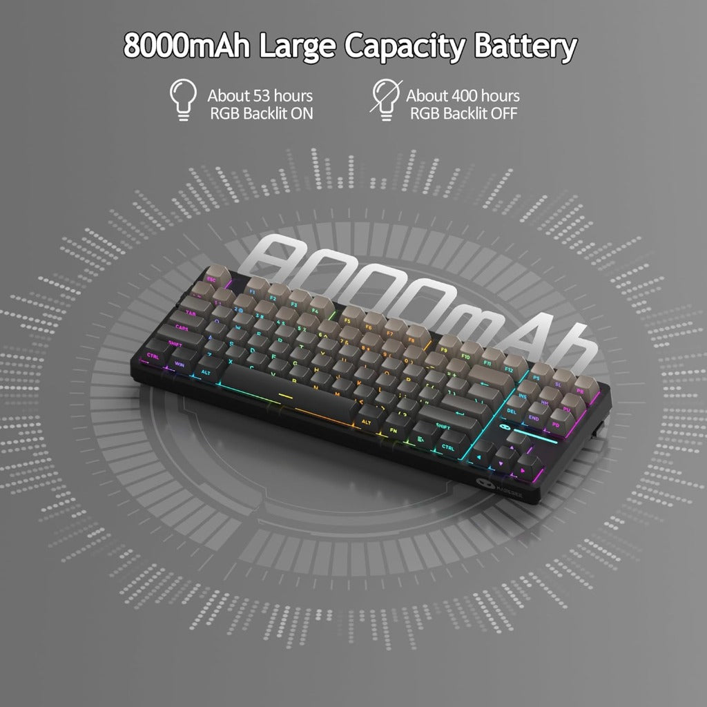 MageGee LIGHT87 2.4G/USB-C/BT5.0 8000mAh Wireless Creamy Keyboard