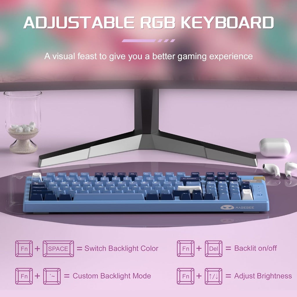 MageGee Tri-Mode 2.4GHz/BT/USB-C Hot-Swappable 98 Keys Keyboard