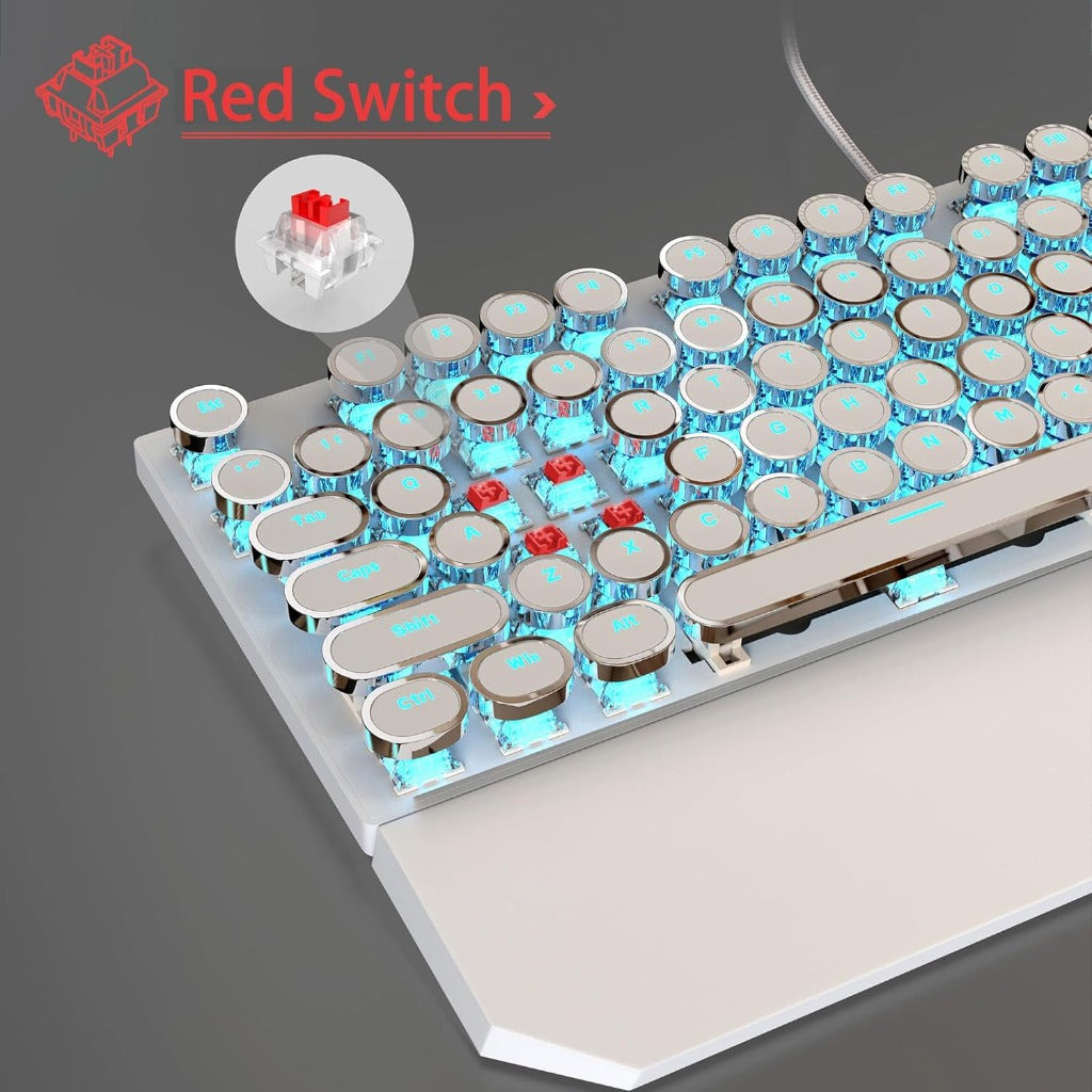 Typewriter Mechanical Gaming Keyboard and Mouse Combo, Retro Punk