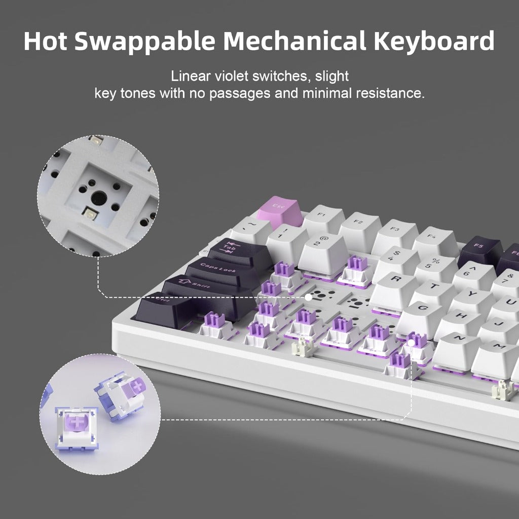 MageGee LIGHT100 Wired Creamy Keyboard,96% Gasket Hot Swappable